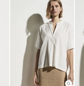 Vince - S/S Linen Popover in Optic White